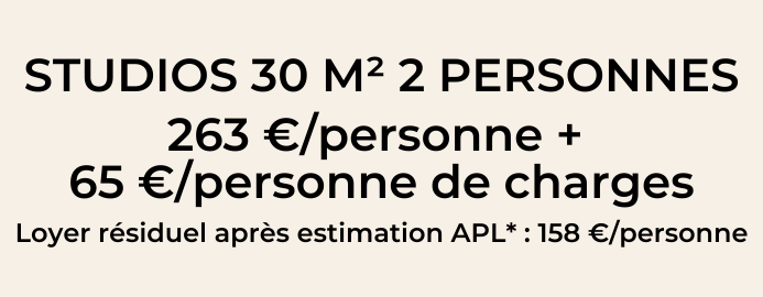 STUDIOS 30 M²  2 PERSONNES