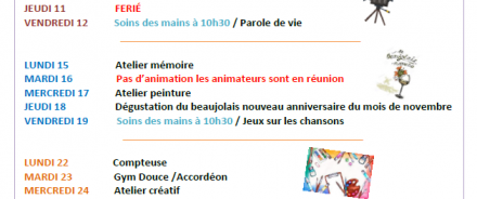 Animation du mois de novembre 2021