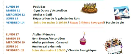 Programme des animations janvier 2022