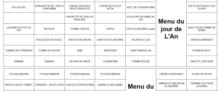 Menusemaine 27 décembre 