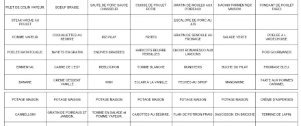 Menu du 6 au 12 décembre 2