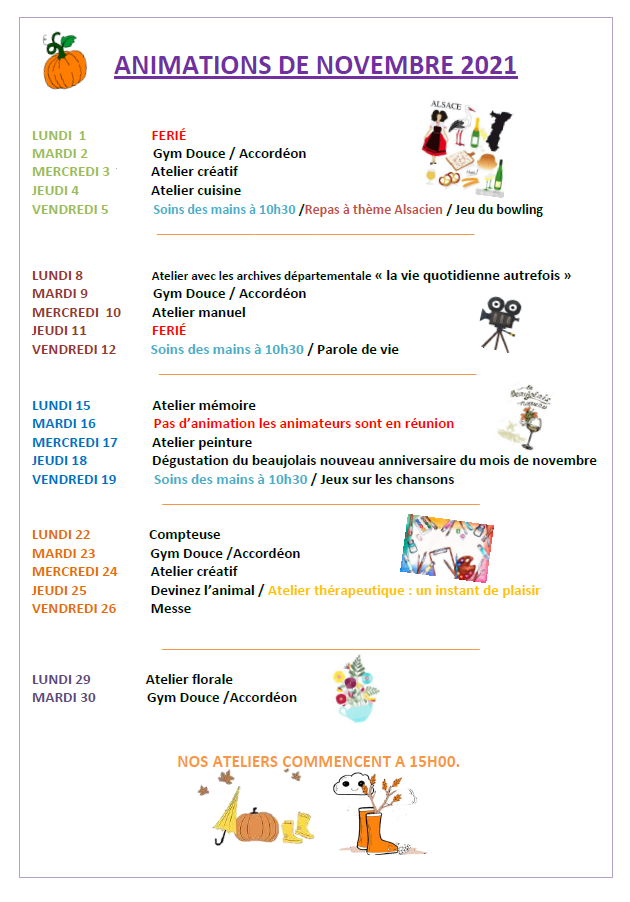 Animation du mois de novembre 2021