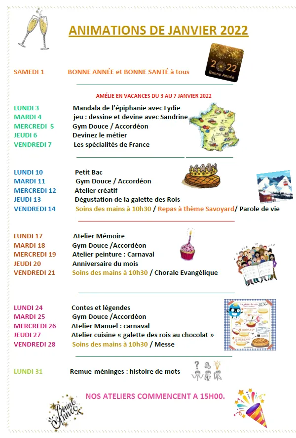 Programme des animations janvier 2022