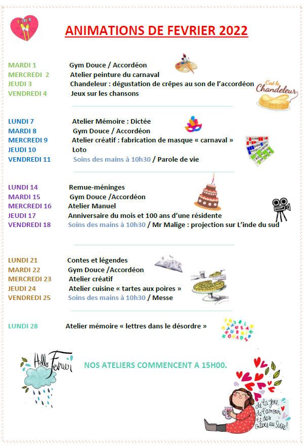 Animations de février 2022