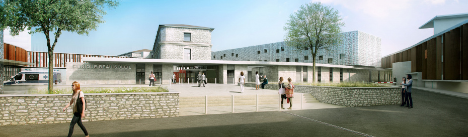 L'entrée de la clinique - nouvelle offre de soins à Montpellier