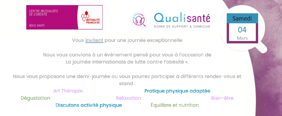 Journée internationale de lutte contre l’obésité - un rendez-vous samedi 4 mars 2023 au Centre Mutualiste de l'Obésité AÉSIO Santé